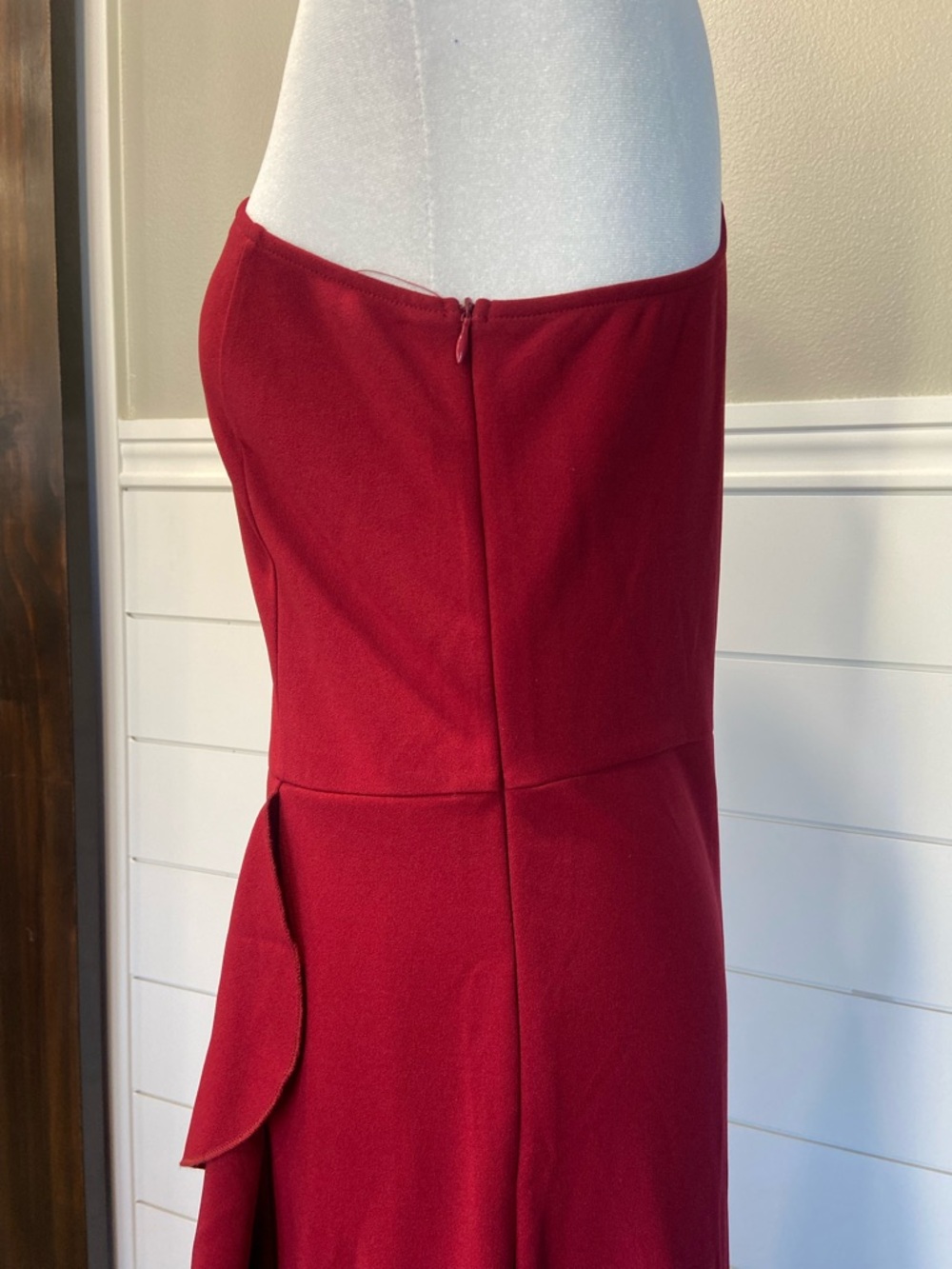 One-Shoulder Red Ruffle Evening Dress - Picture 4 of 8
